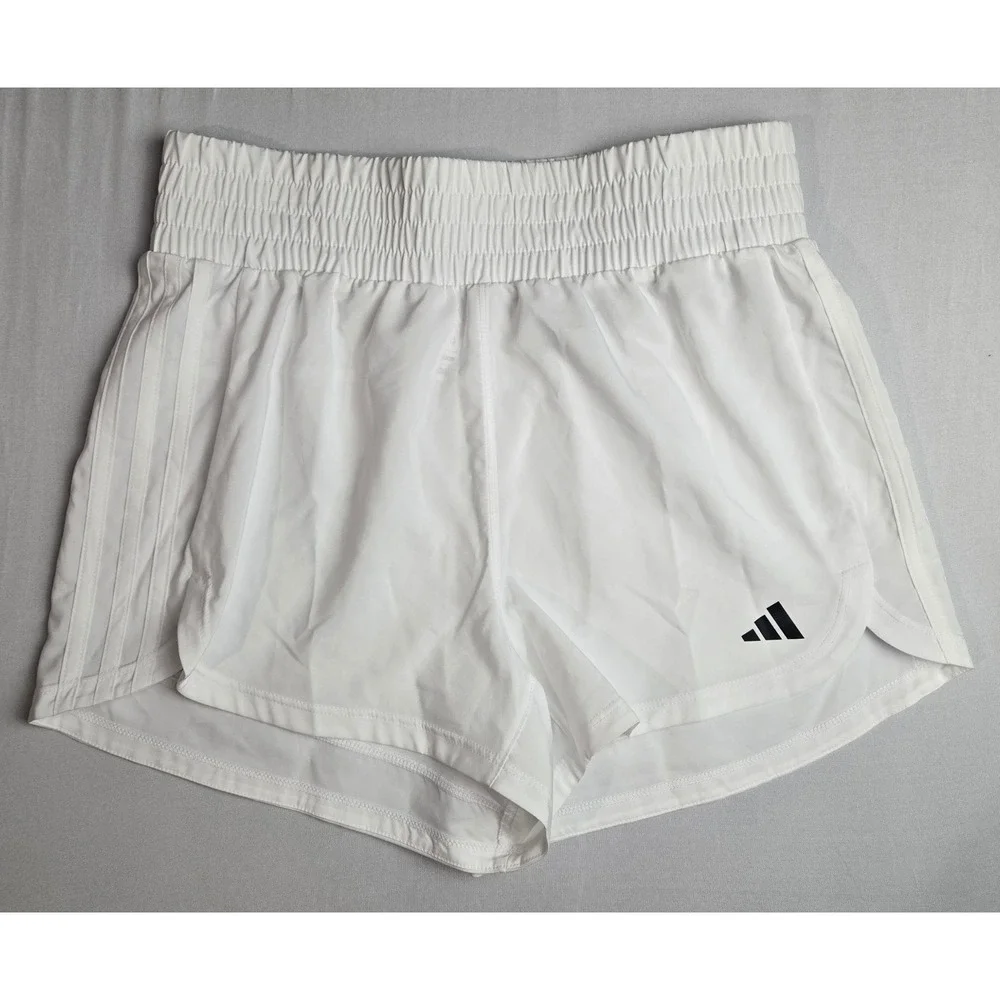 Adidas Pacer Training Shorts White High Rise 3 Inch Inseam Womens Small NEW